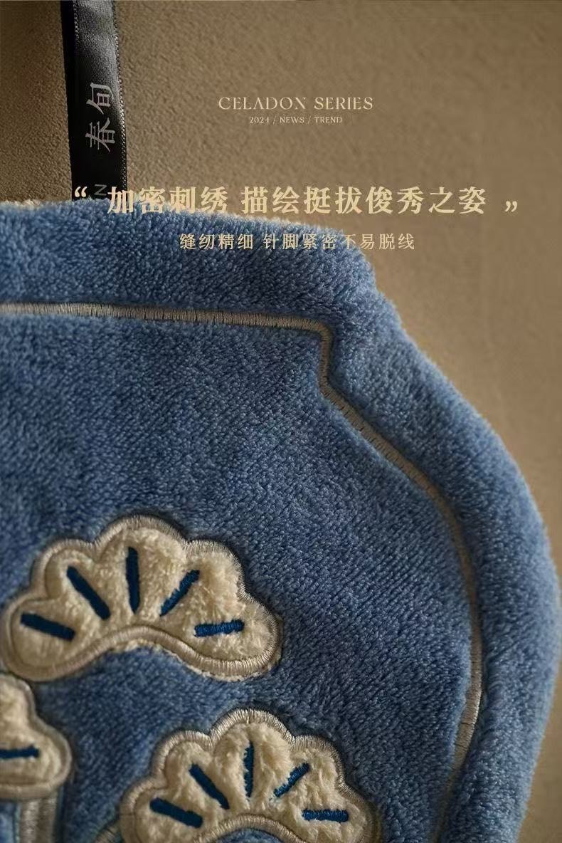 Leap&Bloom 「新中式-松白」擦手巾 浴室廚房擦手捕 吸水速乾 加厚珊瑚絨擦手毛巾 小方巾 1件