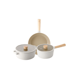 Neoflam Fika Midas Plus Collection 7pc Cookware Set | Stovetop Induction Compatible (ivory)