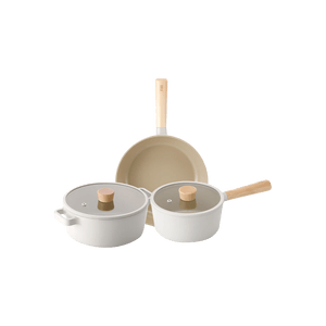 【Fika 5 Piece Set】1.7qt Saucepan, 4qt Stockpot, 9" Frypan, 2 Glass Lids