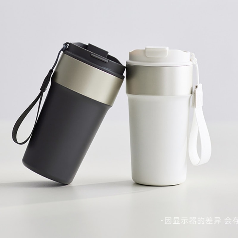 【中國直郵】 OLAYKS 保溫杯不鏽鋼咖啡杯吸管水杯校園隨行杯 陶白色 一個裝