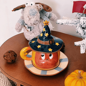 川岛屋 星星人可爱3D杯碟套装 魔法马克杯下午茶杯子 咖啡杯 蓝色