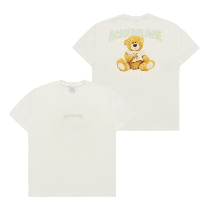 RABBIT T-SHIRT BEAR SHORT SLEEVE T-SHIRT CREAM SIZE 1