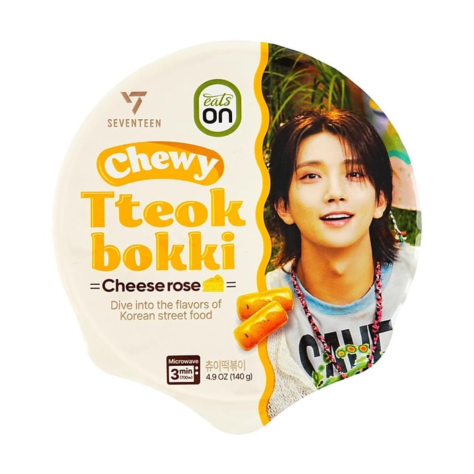 Seventeen Collaboration Edition Chewy Tteokbokki - Instant Rice Cakes, Cheese Rose Flavor, 4.9oz【Joshua Hong】
