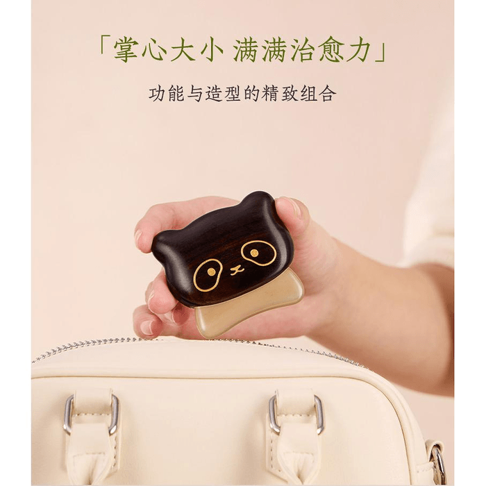 【中国直邮】 梵沐记 熊猫檀木羊角刮痧板*1件 3