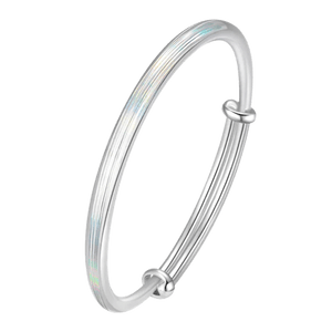 【中国直邮】 周大生 七彩拉丝纯银手镯女年轻款S990足银推拉镯生日礼物送女友   圆条素镯