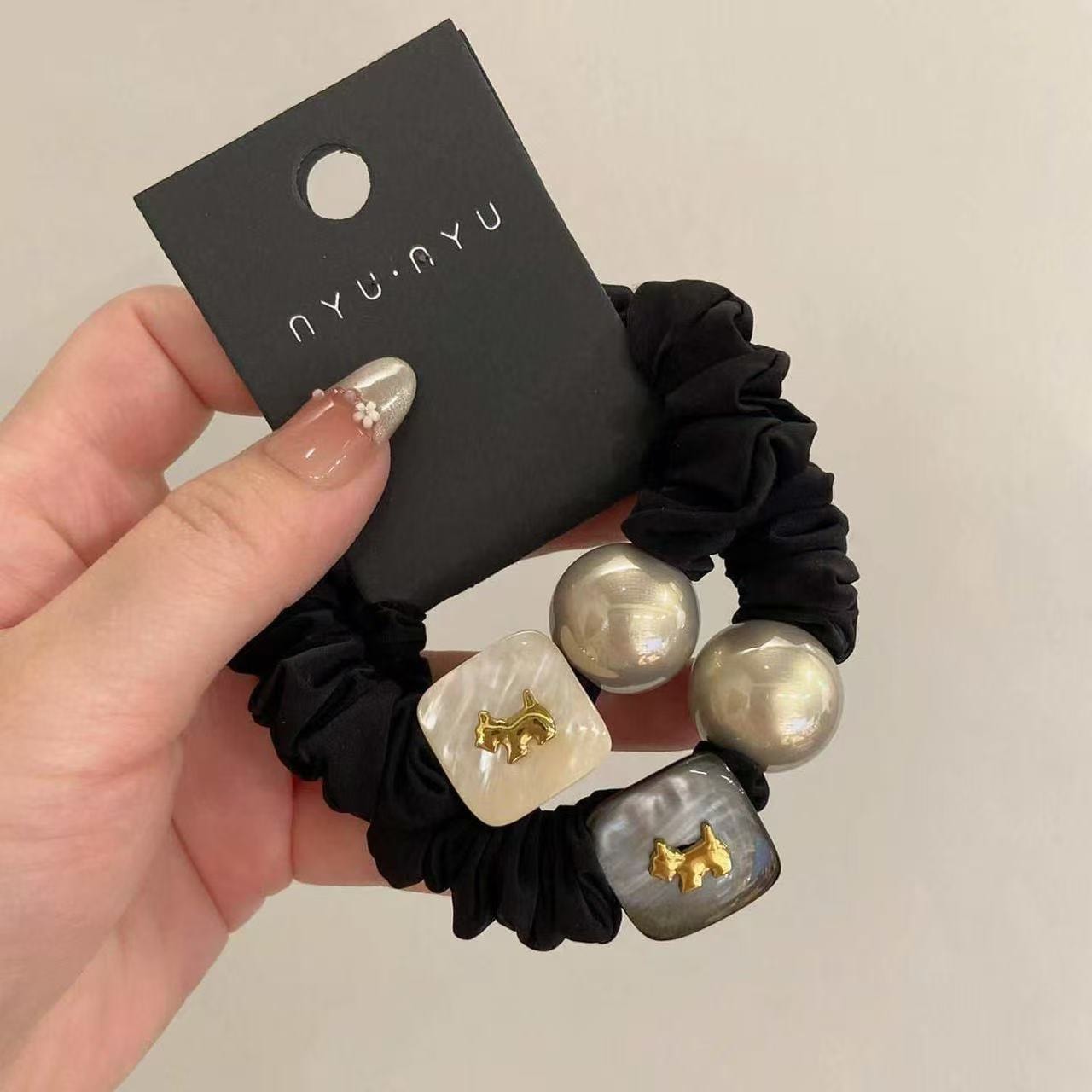 Puppy Pearl Head Rope Female 2025 New Style Simple and High Elasticity Hairbands 1 Pair