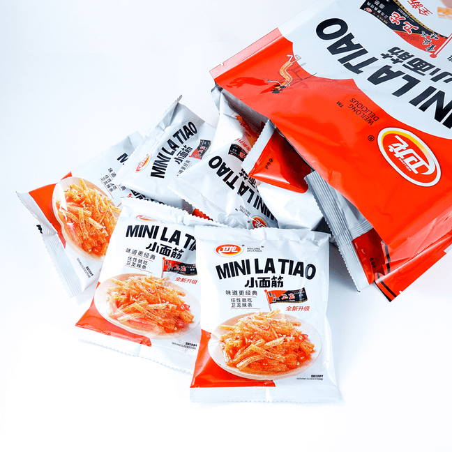 Mini Latiao - Spicy Wheat Flour Strip Chili Snacks, 14 Bags, 12.69oz