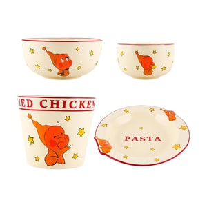 川島屋 可愛星星人浮雕陶瓷碗 家用米飯碗 4.5"