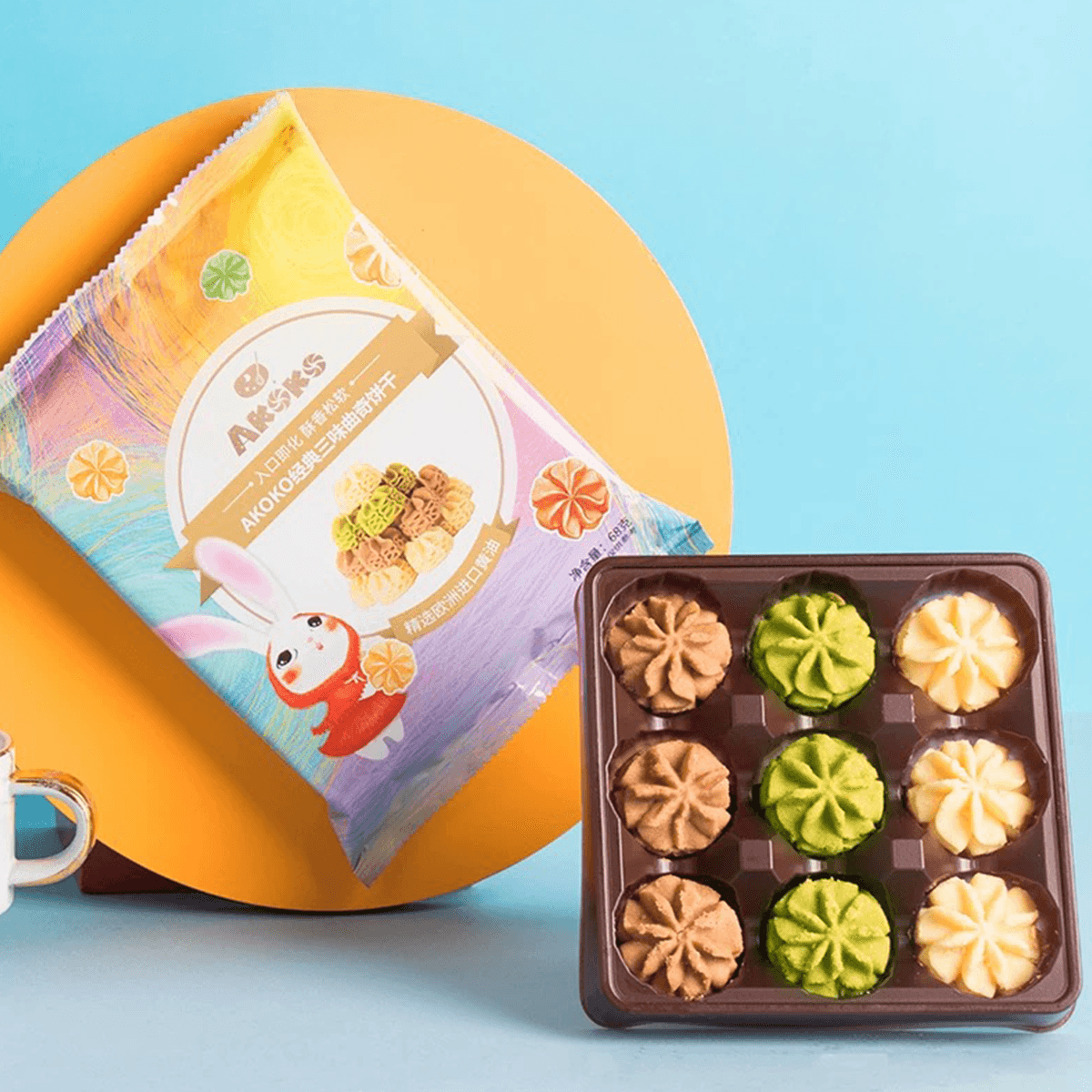 菓子 kumako Akoko Classic Three-Flavor Cookies, 2.4 oz - Yami.com