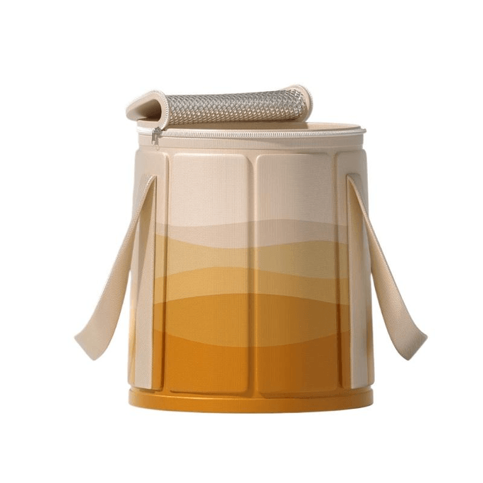 [中国直送] Enjoy PLUS ポータブル折りたたみ式フットバスバッグ/バケツ ベージュ 蓋付き 33*38cm*1個