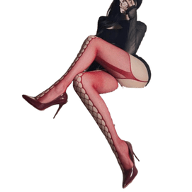 Imperial Desire Mesh Girdle Waist Hollow Flirting Garter Belt Pantyhose Erotic Lingerie Wine Red Stockings