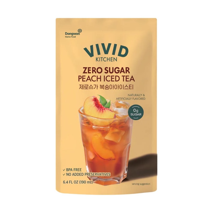 Zero Sugar Peach Iced Tea 6.4 fl oz【0 Sugar 0 Fat  0 Calories】【Korea Trendy】