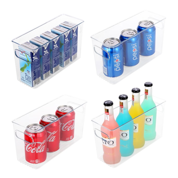 ROSELIFE ボトル入り飲料ホルダーは、ボトル入り飲料 4 本を収納できます。サイズは 10.3 インチ x 3.9 インチ x 6.0 インチで、冷蔵庫、キッチン、その他のシーンに適しています。