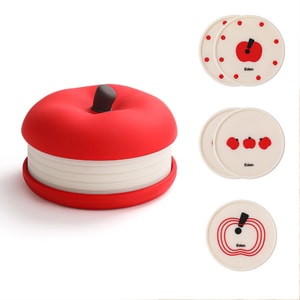 HSPM 新款防烫隔热家用耐高温硅胶圆形杯垫 苹果隔热垫【一套5个】