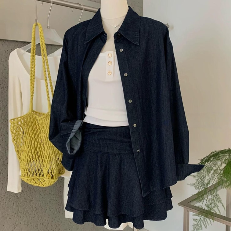 【カナダからの直送】SCENARIO ミッドナイトミューズ シャツ＆スカート ツーピースセット（サイズS～M）ダークブルー（M） 5