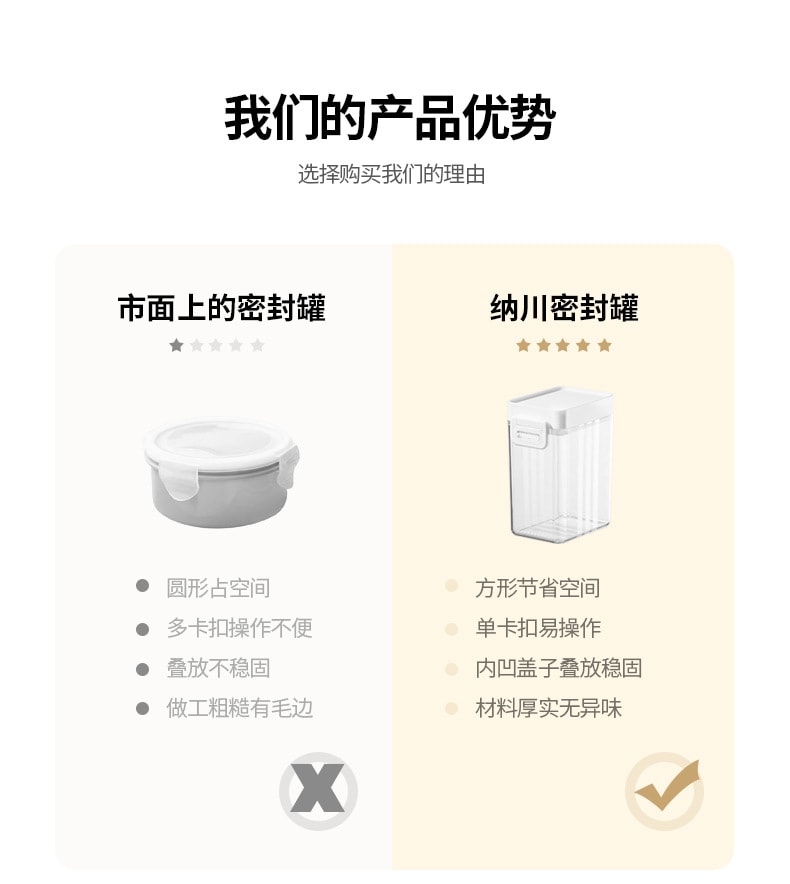 纳川 食品级加厚密封罐 透白冰 小号1个 零食储物罐 五谷杂粮收纳罐