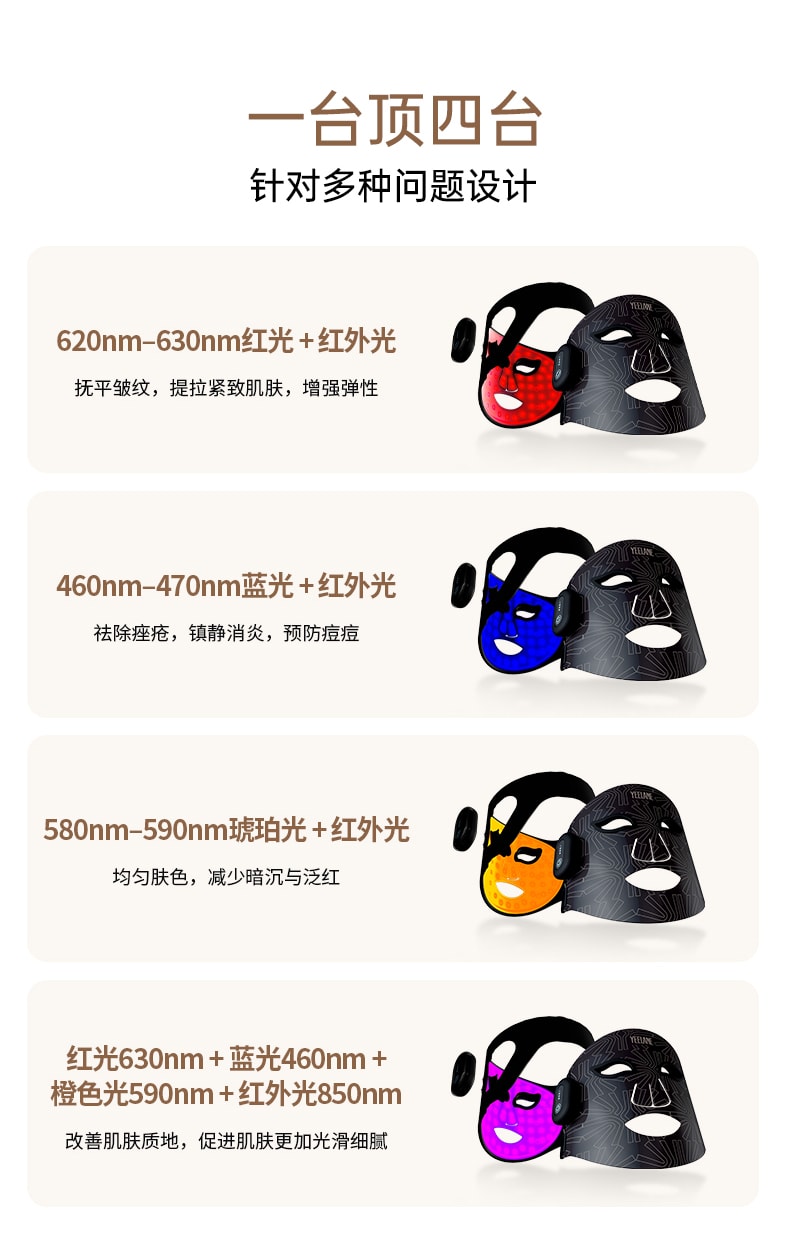 依恋 【达人种草 热销爆品】LED光疗面罩 多光谱红外光联合护理 黑色 1件