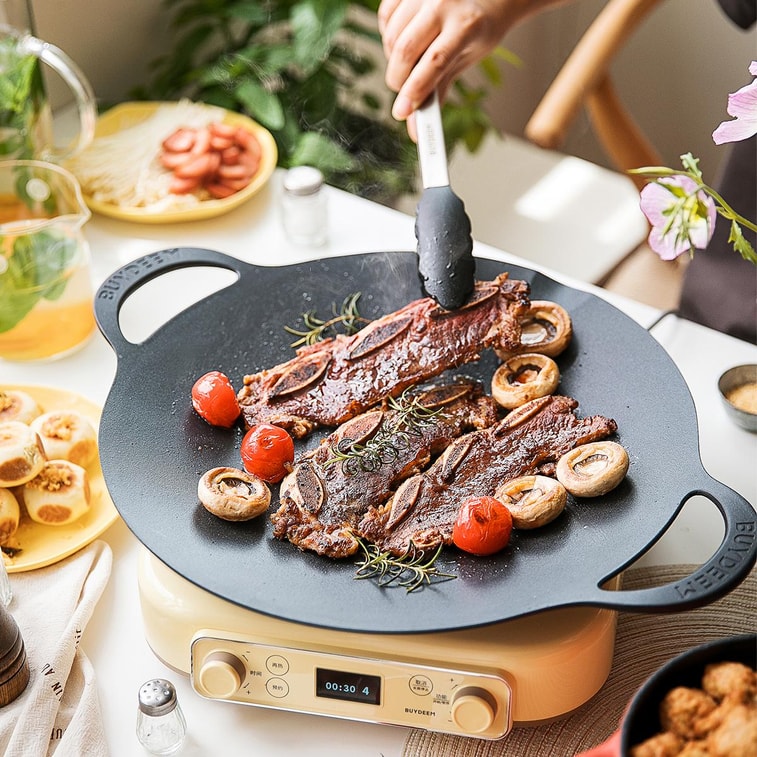 BUYDEEM, 14.2 inch Black Barbecue Pot CP101, Cast Aluminum Body, 0.2 ...