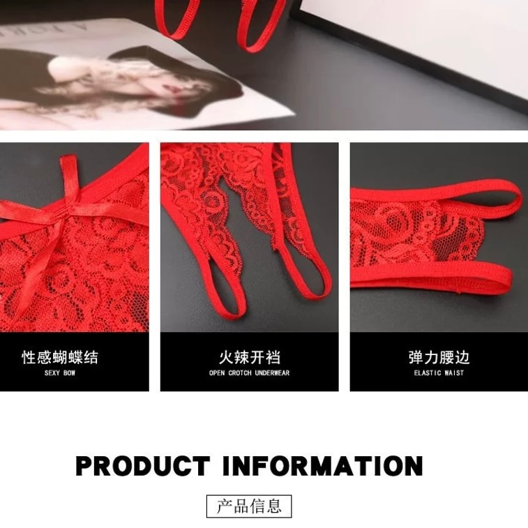 Bella's Fantasy Bella's Fantasy 여성용 오픈 크로치 로우 라이즈 홀로우 레이스 섹시 V자형 원근감 섹시 서스펜더 팬티 블랙 원사이즈 M 5