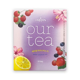 JARDIN Berry Hibiscus Tea (Contains Dried Fruit) Individually Packaged Hot or Cold Tea 10 bags in box  8oz per serving