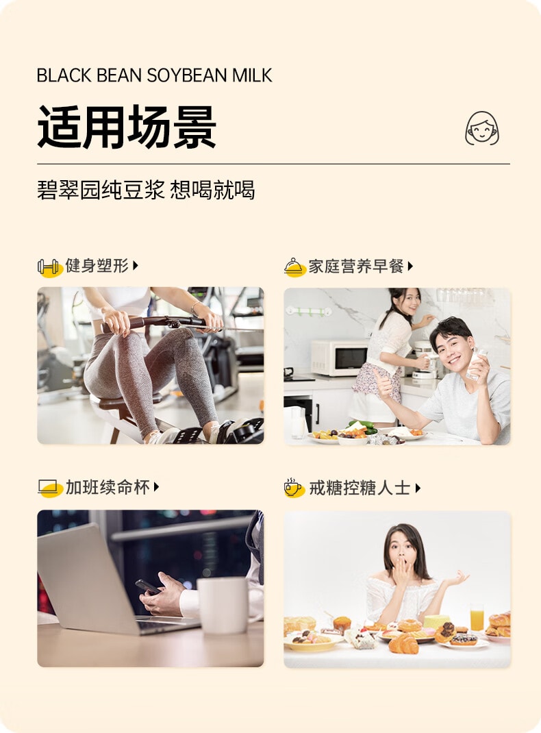 【中國直郵】 碧翠園 黑豆漿粉 濃鬱清香代餐高蛋白營養早餐沖飲穀物12袋*20g