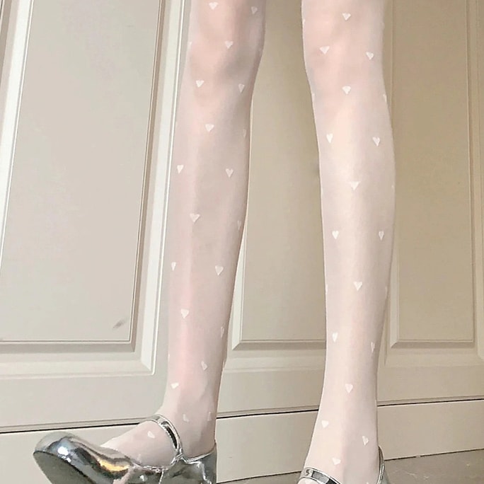 【NEW YORK】Bella’s Fantasy Sexy Barbie Heart Polka Dots Stockings White One size