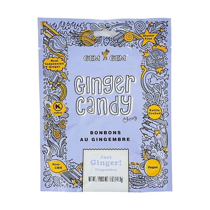 Gem Gem Ginger Chews Jelly Original, 5 oz【Tiktok Hit】