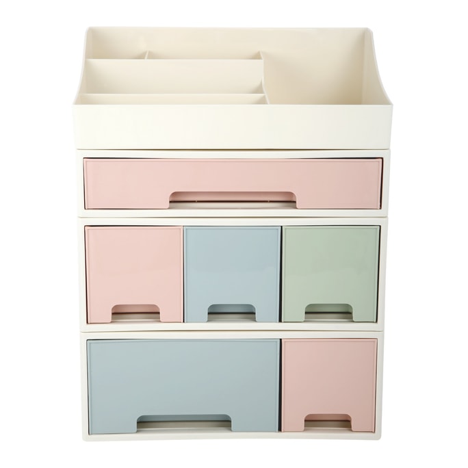 Storage Box for Medicines Cosmetics Stationery  Detachable 4-Lay Storage Box  [TCDE] 6 Drawers  5 Slots  Green Blue Pink