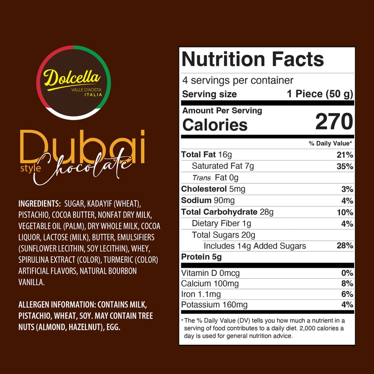 【土耳其直邮】 土耳其 Dolcella-Turkey 迪拜牛奶巧克力 开心果酱夹心酥丝 200克 6