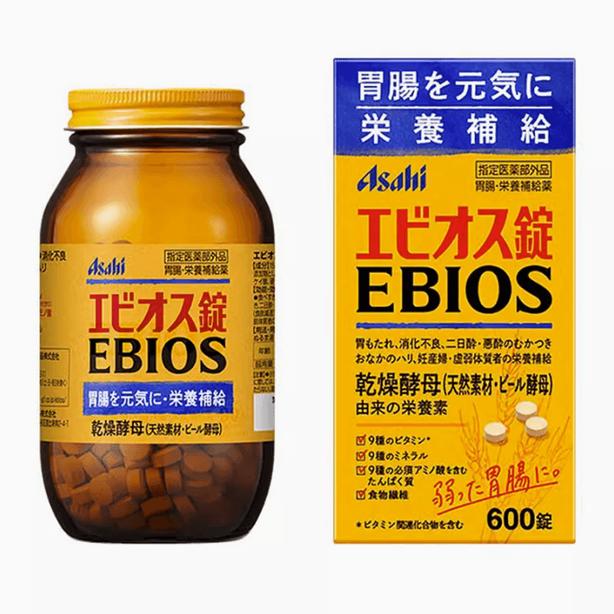 【日本直邮】朝日Asahi啤酒酵母EBIOS调节胃肠补充营养600粒