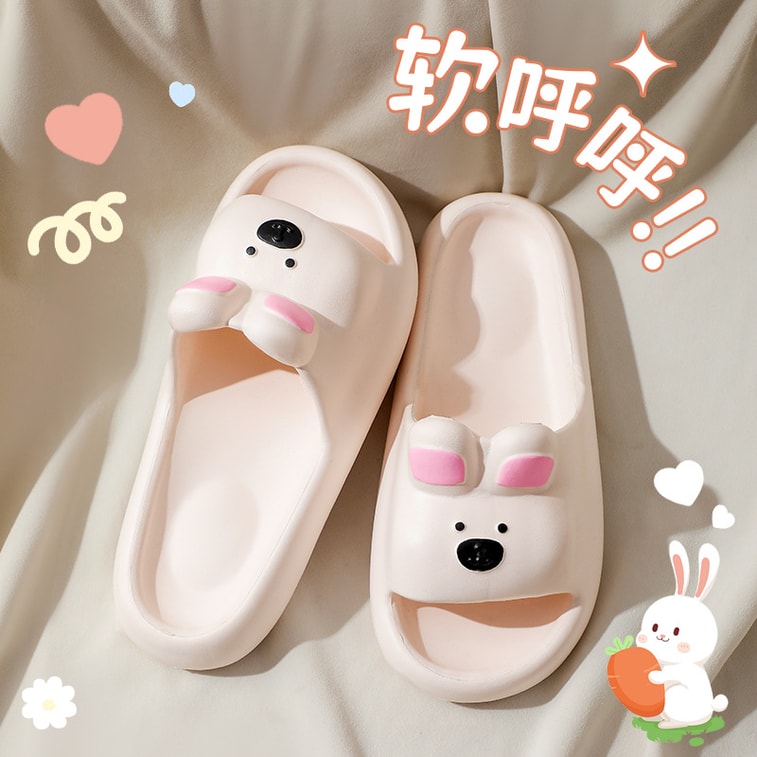 【中國直郵】FOXTAIL 色彩卡通可愛拖鞋 夏季居家 軟底eva拖鞋-白色 36-37碼 1雙 丨*預計到達時間3-4週 3