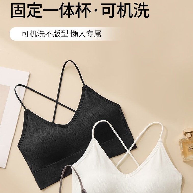 럭키데이 여성용 패드 브라 내장 캐미솔 탑, 봄/여름 아우터, 옆가슴 지지 브라, 와이어 없음, 푸시업 효과, 아름다운 뒷모습, 블랙 #원사이즈 [작은 가슴을 풍성하게 보이게 해줍니다] 요가 필라테스 스포츠 브라 반도 탑, 섹시하고 슬림한 핏, 세탁기 사용 가능, 원피스 컵 3