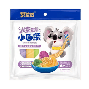 貝菈菈 無添加鹽兒童營養寶寶麵條輔食鈣鐵鋅果蔬麵條龍鬚超細 南瓜紫薯西蘭花 208g*1袋