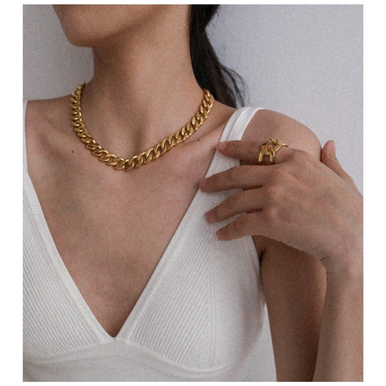 SHAPES STUDIO 超宽Curb叠戴项链 一条 3