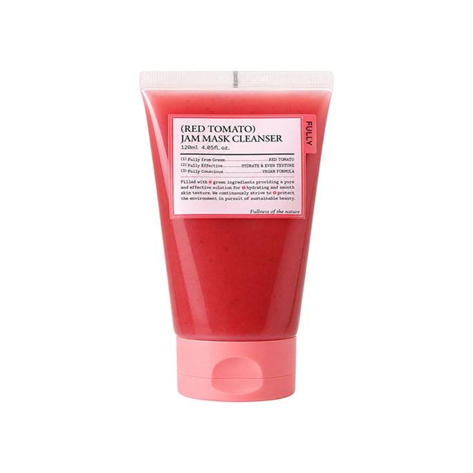 Red Tomato Jam Mask Cleanser 120 Ml/4.05 Fl. Oz., 3-in-1 Jam-to-Foam Facial Cleanser, Wash-Off Mask & Gentle Exfoliator With Lycopene And Konjac For Soft, Bright-Looking Skin