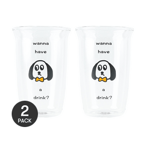 川岛屋 原创高硼硅玻璃杯子 咖啡杯耐高温喝水杯子 果汁饮料牛奶杯子 500ml *2【2份超值装】