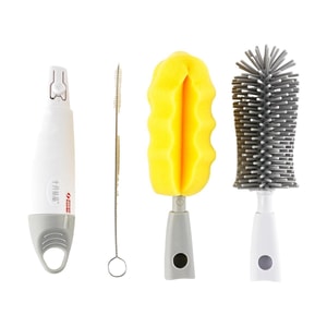 Multi-Functional Bottle and Nipple Brush - Silicone Bottle Brush Set, Maya Grey