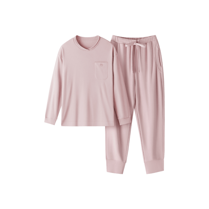Women's Crew Neck Pajamas Set Loungewear 501S Pink XL