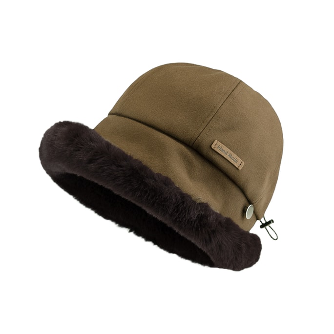 【中国直邮】 HSPM 帽子女秋冬加绒保暖防寒渔夫帽日系休闲百搭护耳包头帽 咖啡F 一个