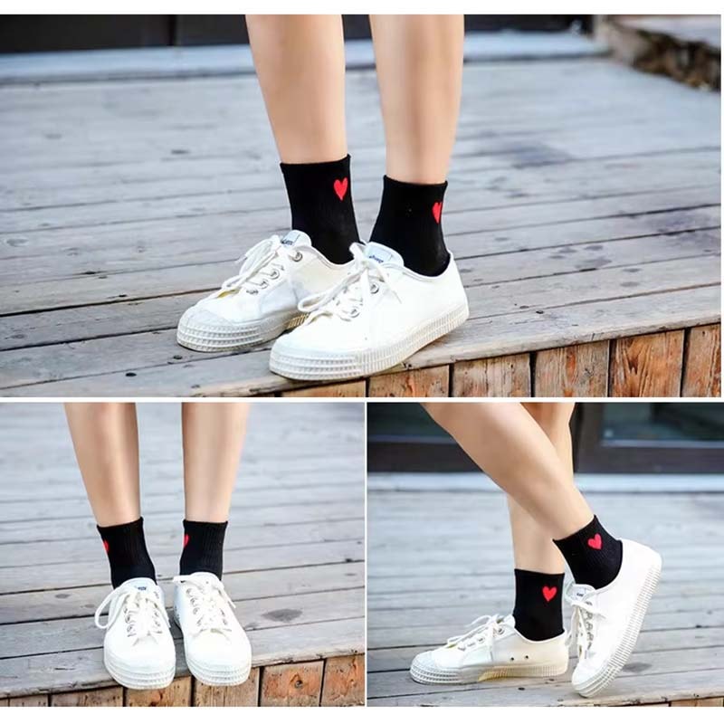 New Autumn & Winter Style Small Heart Mid-calf Casual Cotton Socks - 3 Pairs