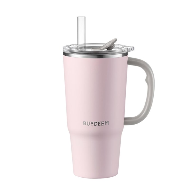 BUYDEEM Jumbo Straw Vacuum Insulated Mug 750ml Piggy Pink