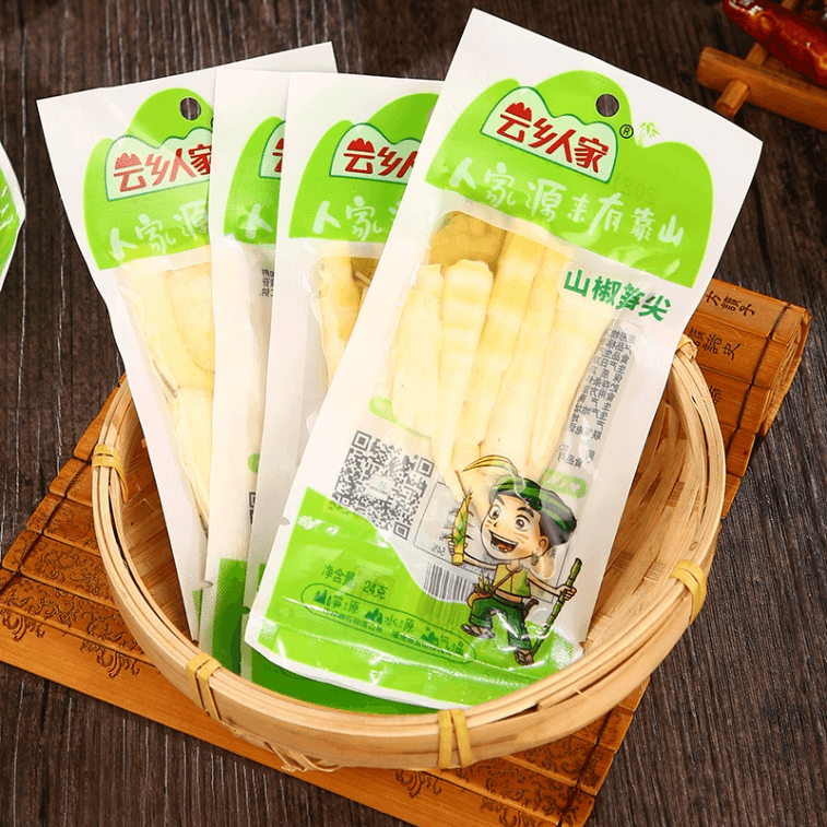 【中國直郵】 雲間 鄉人家泡山椒竹筍泡椒筍尖開袋即食酸辣筍片脆筍網紅零食小包裝 24g*1包 4
