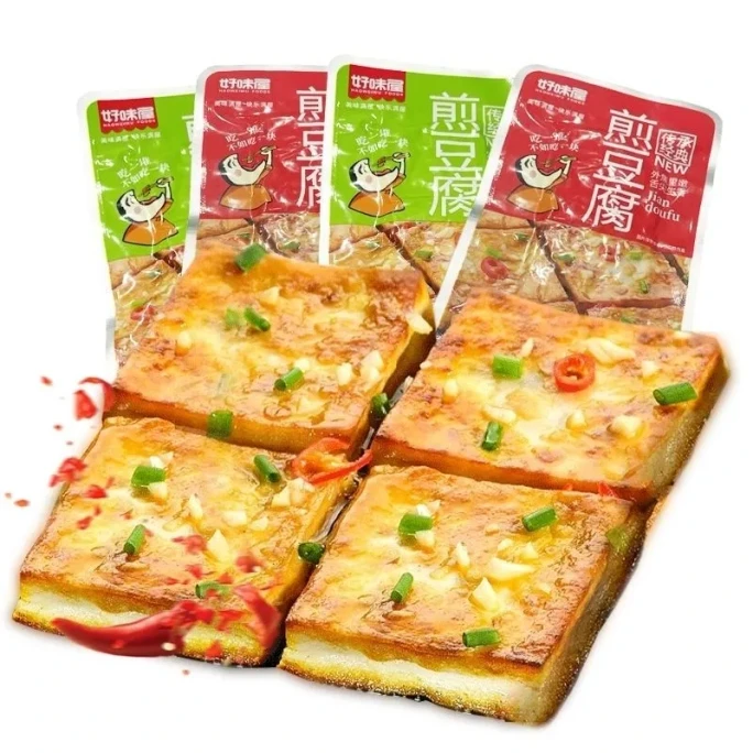 Pan-fried tofu with spicy garlic, numbing spicy strips, ready-to-eat snack, mixed flavors, 10 packs, craveable snack