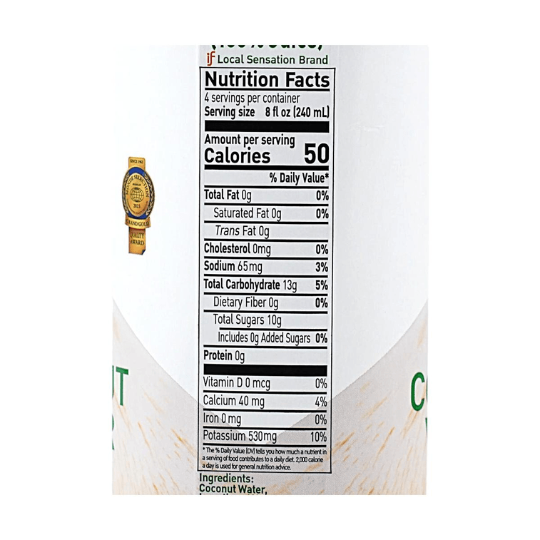 Coconut Water 100% Natural, 33.8 fl oz【0 Sugar 0 Fat Low Calories】 8