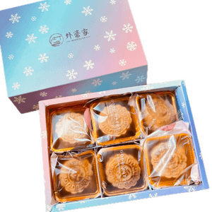 美国外婆家白莲蓉蛋黄月饼63克*6个 新鲜现做 经典广式顶级白莲蓉馅