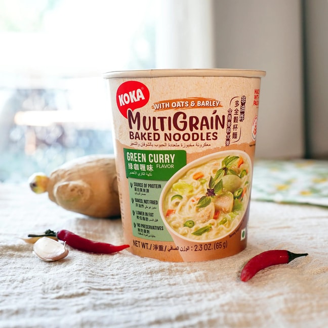 Multigrain Baked Noodles Cup With Oats & Barley , Green Curry Flavor ,2.3 oz