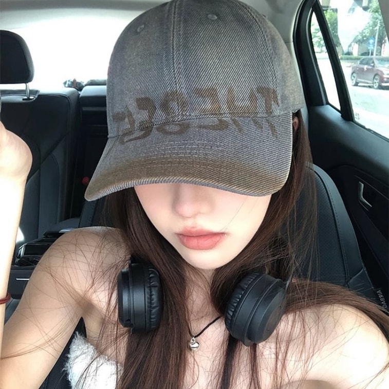【中國直郵】 親太太 水洗做舊宇母棒球帽女美式復古大頭圍鴨舌帽顯臉小 紅色 1個 M(56-58cm) 4
