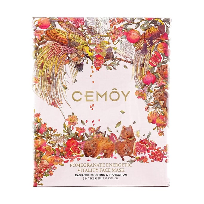 Pomegranate Energetic Vitality Face Mask, 5 sheets - Radiance Boosting & Protection