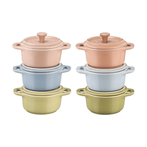 6pc Mini Round Cocotte Set - Macaron Pastel Colors