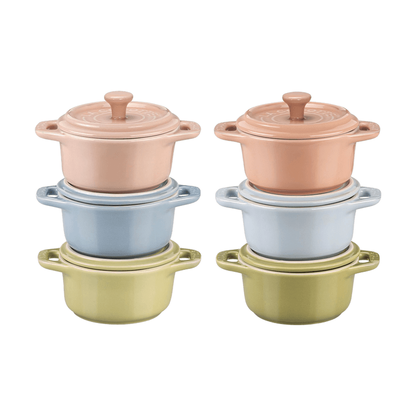 6pc Mini Round Cocotte Set - Macaron Pastel Colors